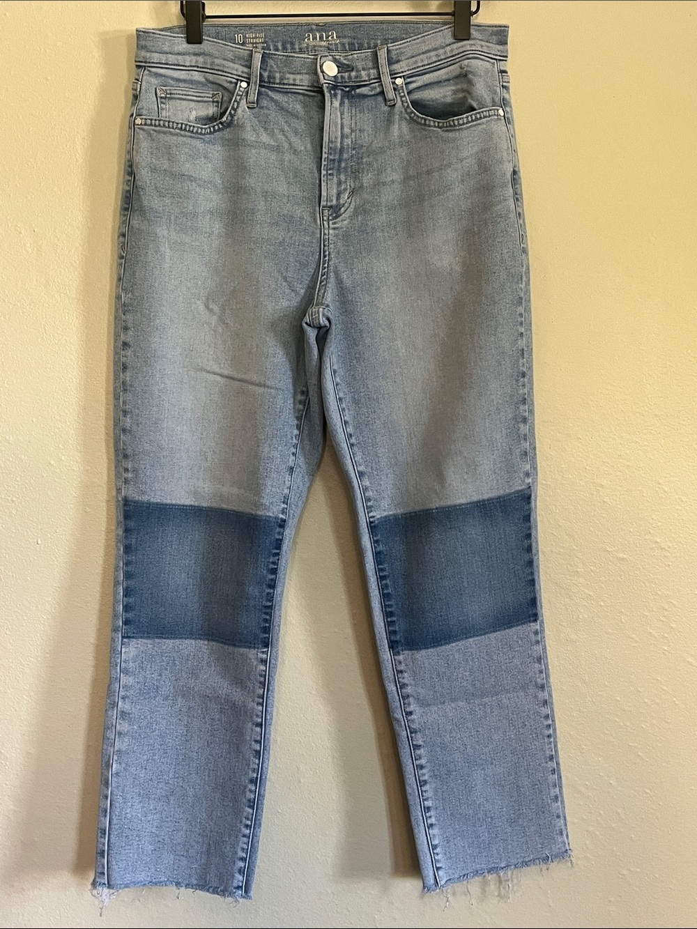 a.n.a Two-Tone Light and Dark Blue Straight Leg Jeans